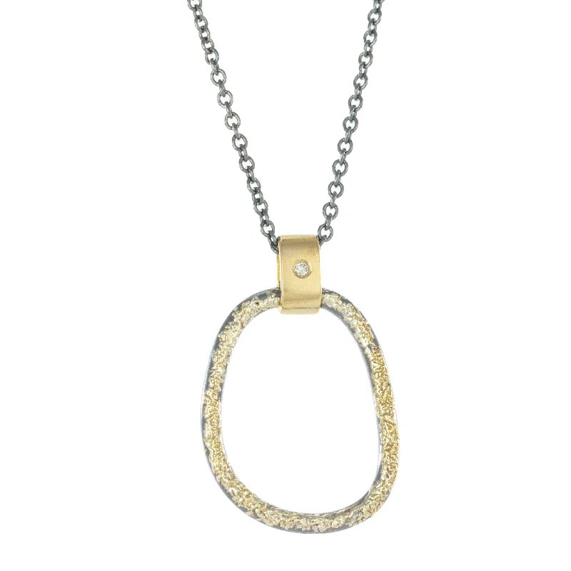 Timeless Jewelry, Timeless Savings – Don't Wait Dusted Carabiner Necklace - 22k/18k Gold, Oxidized Silver + VS Diamond Timeless Jewelry, Timeless Savings – Don't Wait Dusted Carabiner Necklace - 22k/18k Gold, Oxidized Silver + VS Diamond