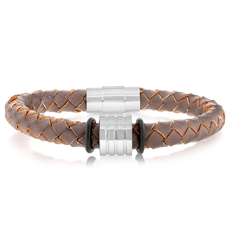 Limited-Time Offer On Elegant Jewelry Pieces Forte Stainless-Steel Leather 21cm Bracelet