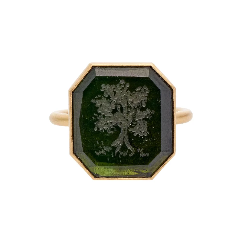 Jewelry Deals That Outshine The Rest Gabriella Kiss 18k Portrait Cut Green Tourmaline w/ Carved Tree Ring Jewelry Deals That Outshine The Rest Gabriella Kiss 18k Portrait Cut Green Tourmaline w/ Carved Tree Ring