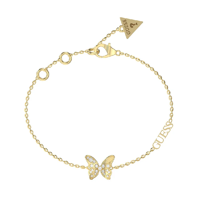 Sparkle For Less – Shop Our Limited-Time Jewelry Deals Guess Gold Plated Stainless Steel Pave Butterfly Bracelet