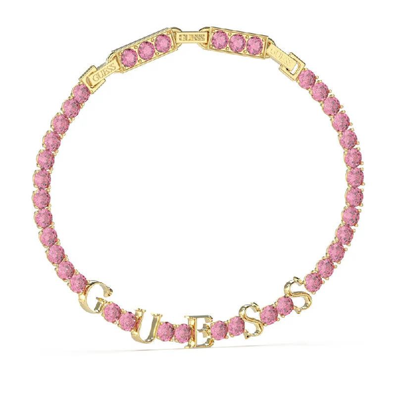 Your Perfect Accessory At The Perfect Price Guess Gold-Plated Stainless-Steel Pink Tennis Bracelet