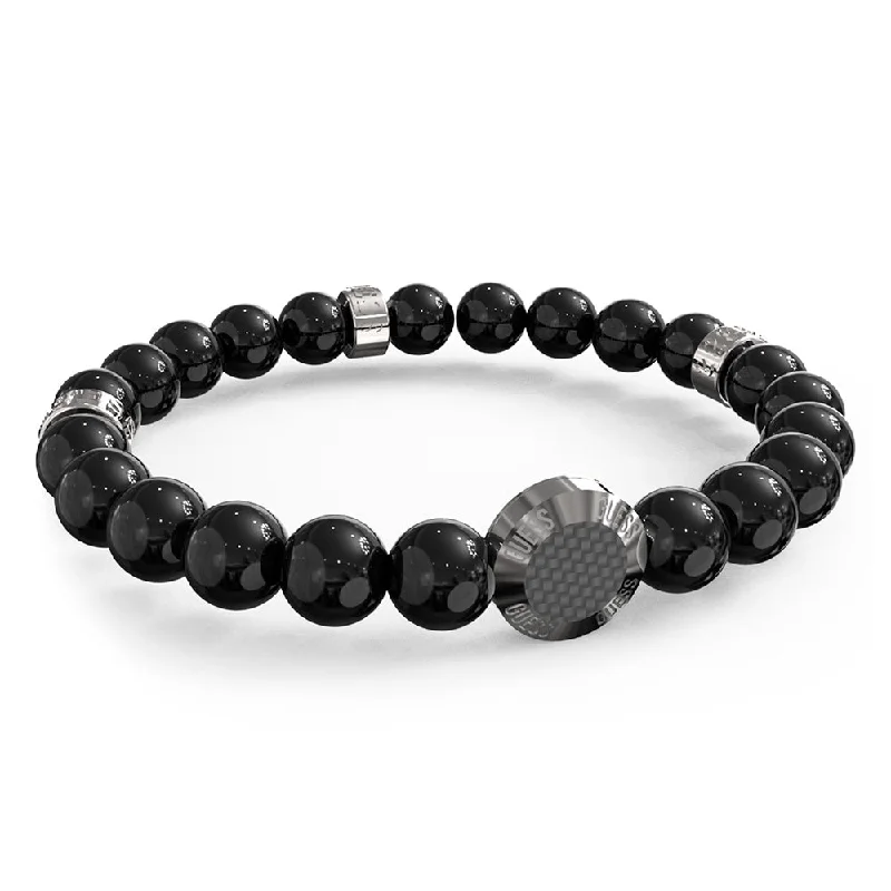 Elegant Rose Gold Jewelry For A Stylish Touch Guess Men's Jewellery Stainless Steel Carbon Fiber Beads Bracelet