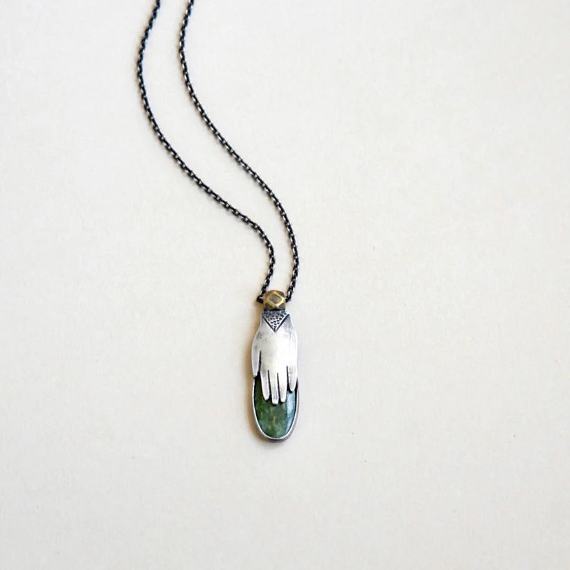 Trending Jewelry Now At Unbeatable Prices Hand Milagro Necklace - Oxidized Sterling Silver, Brass + Jade Gemstone Trending Jewelry Now At Unbeatable Prices Hand Milagro Necklace - Oxidized Sterling Silver, Brass + Jade Gemstone