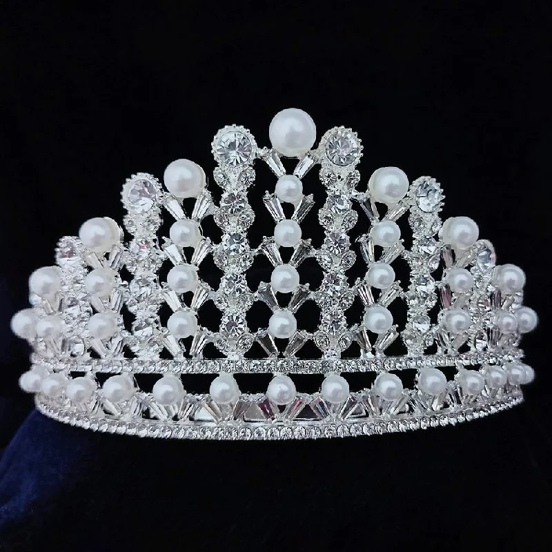 Timeless Elegance, Temporary Discounts – Act Fast Kriaa Silver Plated White Austrian Stone Crown  - 1507138