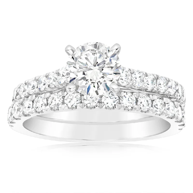 Sparkle More For Less – Jewelry Sale Happening Now Luminesce Lab Grown 1Ct Diamond Bridal Set in 14ct White Gold