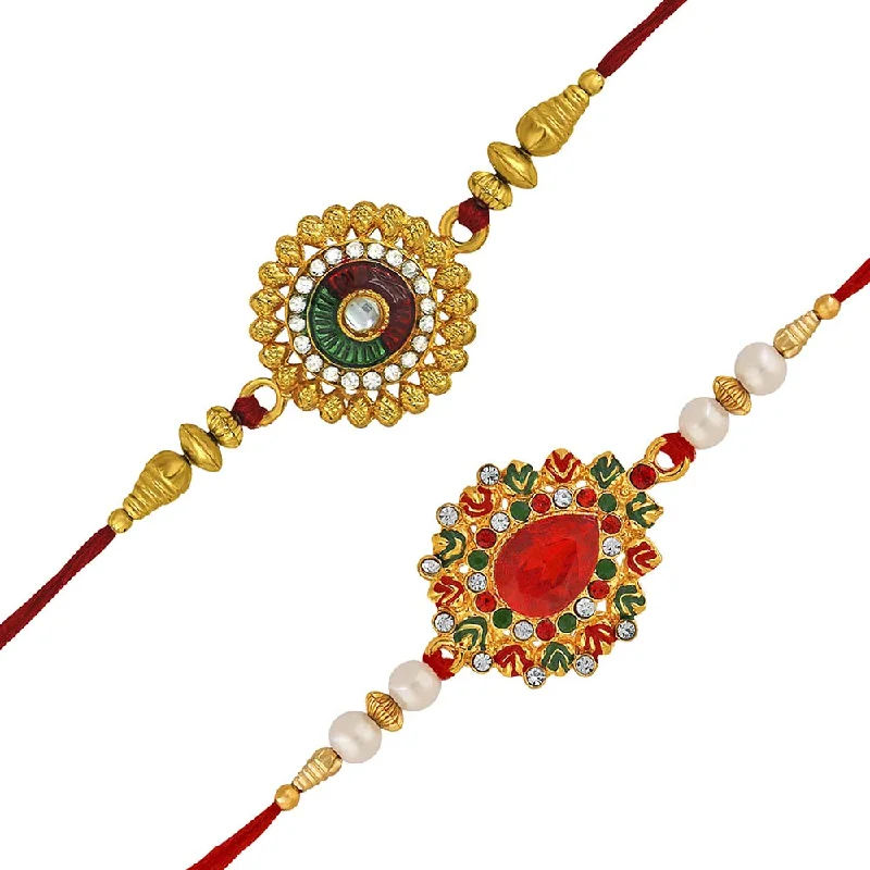 Gorgeous Jewelry, Limited-Time Savings Mahi Combo of Designer Floral Rakhis for Men (RCO1105354M)