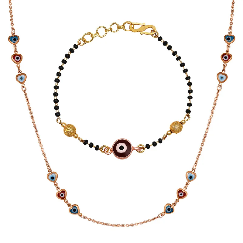 Timeless Elegance, Temporary Discounts – Act Fast Mahi Combo of Evil Eye Necklace & Mangalsutra Bracelet with Beads for Women (CO1105584M)