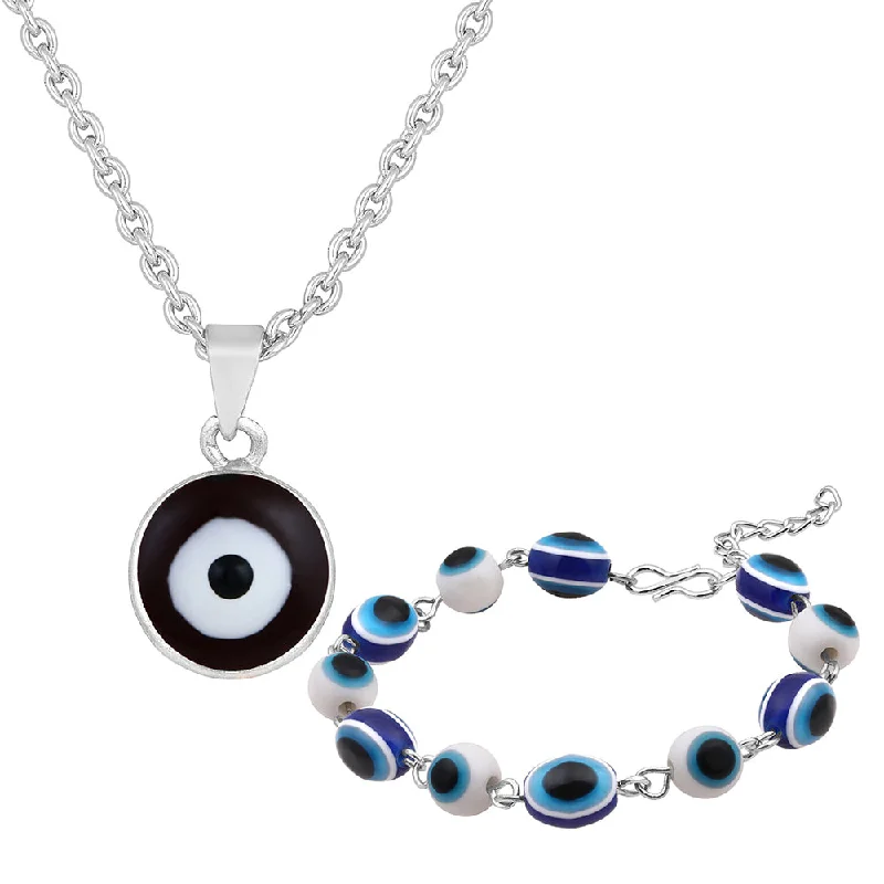 Jewelry Clearance – Final Chance To Save Big Mahi Combo of Evil Eye Pendant & Bracelet with Beads for Women (CO1105579R)