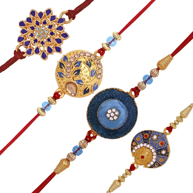 Trending Jewelry Now At Unbeatable Prices Mahi Combo of Exclusive Designer Meenakari Work Rakhi's with Multicolor Crystal and Artificial Pearl for Bhaiya (RCO1105231M)