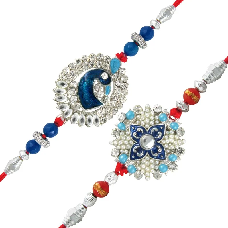 Last Chance To Shop High-End Jewelry At Markdown Prices Mahi Combo of Fascinating Two Rakhis with Pearls for Dearest Brothers (Bracelet) CO1104267R