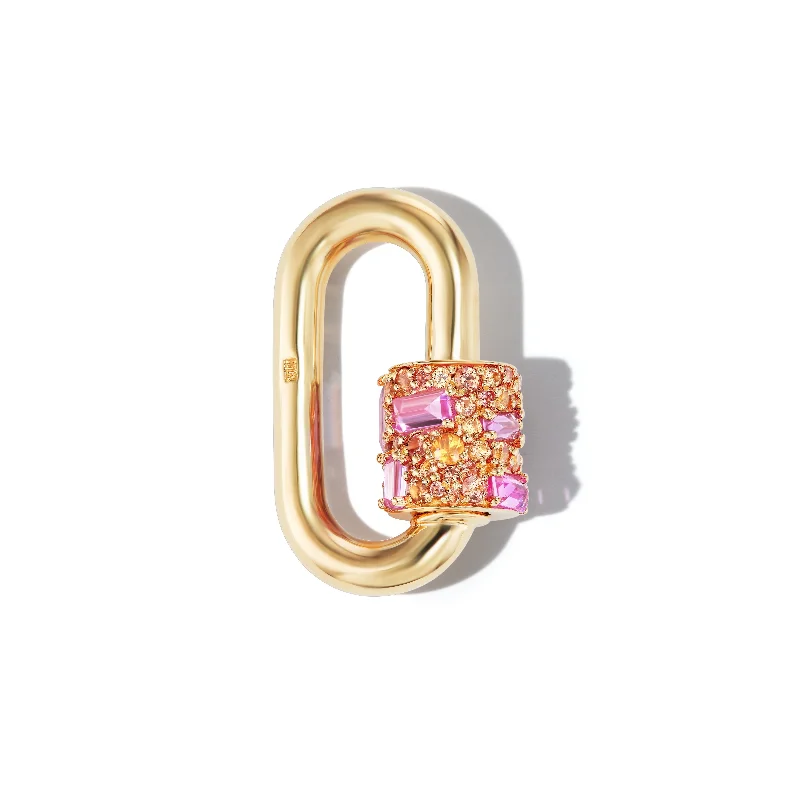 Affordable Luxury Jewelry – Style At A Great Price Marla Aaron 14k Stoned Chubby Medium Lock with Pink and Orange Sapphires Affordable Luxury Jewelry – Style At A Great Price Marla Aaron 14k Stoned Chubby Medium Lock with Pink and Orange Sapphires