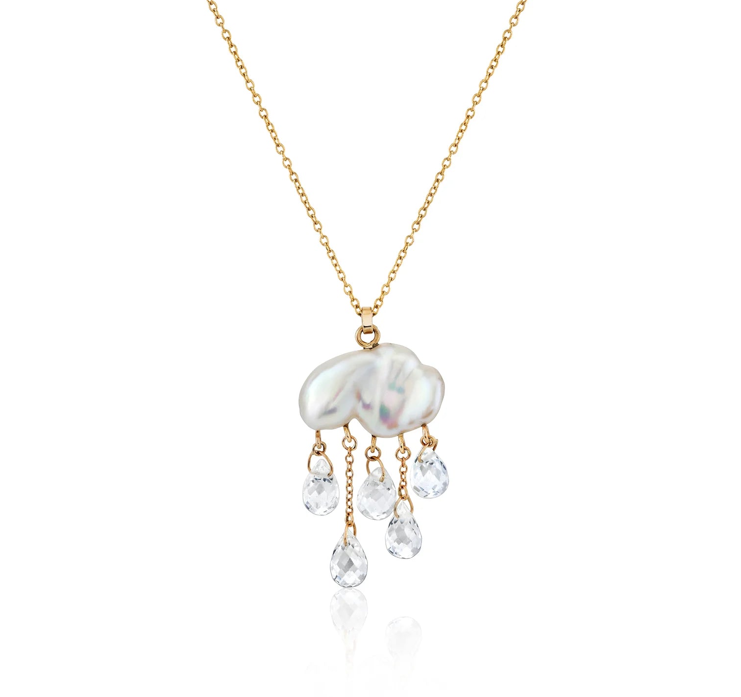 Bohemian-Inspired Jewelry For Free-Spirited Fashion Monsoon Necklace - 14k Gold, White Keshi Pearl + White Topaz Bohemian-Inspired Jewelry For Free-Spirited Fashion Monsoon Necklace - 14k Gold, White Keshi Pearl + White Topaz