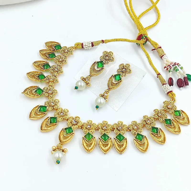 Shop Fine Jewelry With Amazing Deals Palak Art Gold Plated Pota Stone Necklace Set