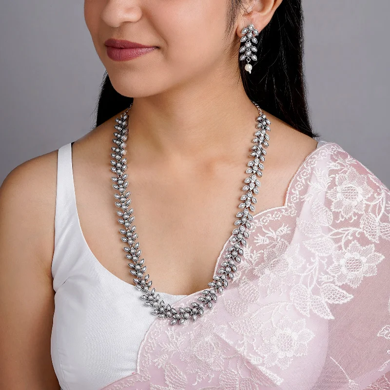 Best-Selling Jewelry Styles Now At Exclusive Discounts Roohi Silver Oxidised Pearl Necklace Set