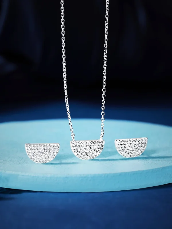Special Deals On Handcrafted And Designer Jewelry Rubans 925 Silver The Studded Half Circle Pendant Necklace. Special Deals On Handcrafted And Designer Jewelry Rubans 925 Silver The Studded Half Circle Pendant Necklace.