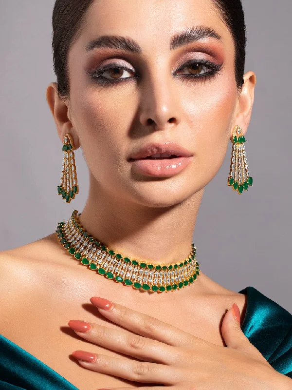 Your Dream Jewelry At Dream Prices – Shop Now Rubans Gold Plated Geen & White Stone Studded American Diamond Necklce Set. Your Dream Jewelry At Dream Prices – Shop Now Rubans Gold Plated Geen & White Stone Studded American Diamond Necklce Set.