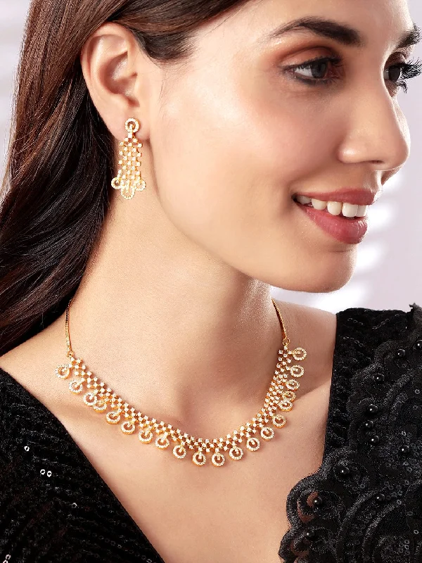 Limited Stock On Premium Jewelry At Low Prices Rubans Gold Plated Handcrafted Studded Necklace Set. Limited Stock On Premium Jewelry At Low Prices Rubans Gold Plated Handcrafted Studded Necklace Set.