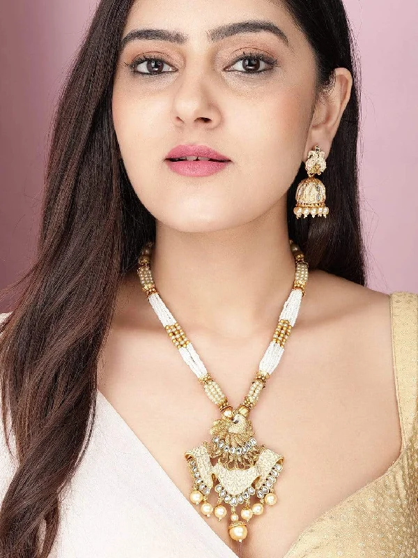 Big Discounts On Elegant Jewelry Collections Rubans Gold Plated Handcrafted White Beads Traditional Necklace Set Big Discounts On Elegant Jewelry Collections Rubans Gold Plated Handcrafted White Beads Traditional Necklace Set