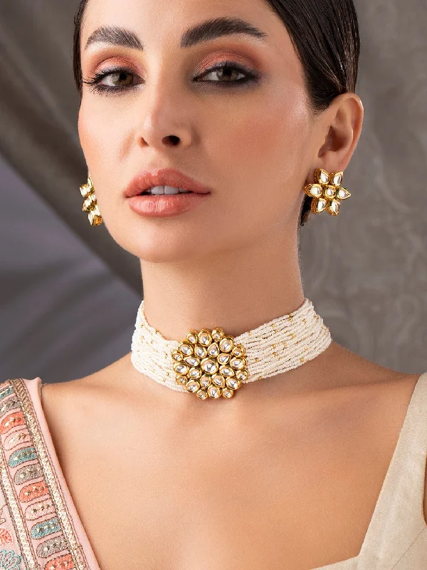 Sparkle For Less – Shop Jewelry Deals Now Rubans Luxury 24K Gold Plated Handcrafted Kundan & White Pearls Choker Set Sparkle For Less – Shop Jewelry Deals Now Rubans Luxury 24K Gold Plated Handcrafted Kundan & White Pearls Choker Set