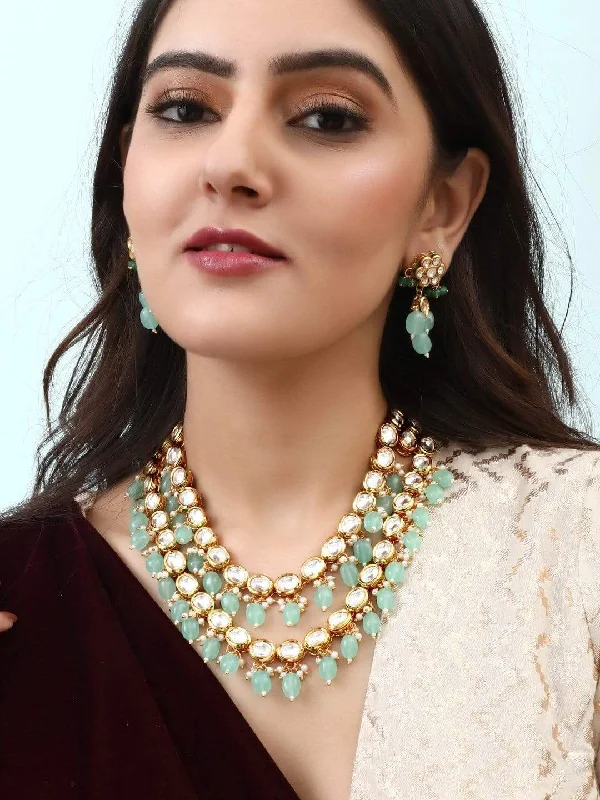 Elegant Jewelry At Unbeatable Prices – Shop Today Rubans Luxury 24K Gold Plated Handcrafted Pachi Kundan & Green Beads Layered Necklace Set Elegant Jewelry At Unbeatable Prices – Shop Today Rubans Luxury 24K Gold Plated Handcrafted Pachi Kundan & Green Beads Layered Necklace Set