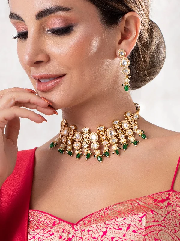 Seasonal Jewelry Deals – Elevate Your Style Rubans Luxury Gold Plated Handcrafted Kundan with Beads Necklace Set Seasonal Jewelry Deals – Elevate Your Style Rubans Luxury Gold Plated Handcrafted Kundan with Beads Necklace Set