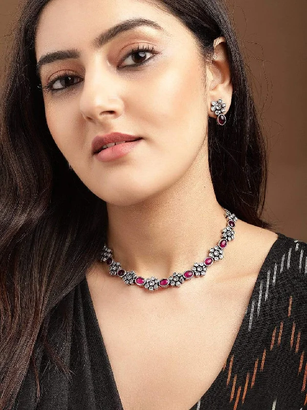 Limited-Stock Jewelry Sale – Shop Before It's Gone Rubans Oxidised Silver Plated Handcrafted Ruby Stone Necklace Set Limited-Stock Jewelry Sale – Shop Before It's Gone Rubans Oxidised Silver Plated Handcrafted Ruby Stone Necklace Set