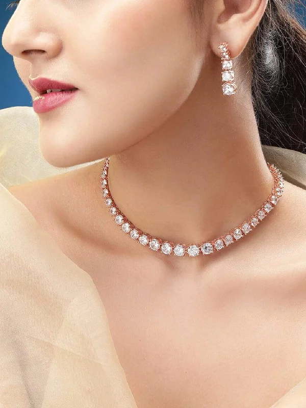 Huge Markdowns On Premium Jewelry Styles Rubans Rose Gold Plated Handcrafted Zircon Stone Necklace Set Huge Markdowns On Premium Jewelry Styles Rubans Rose Gold Plated Handcrafted Zircon Stone Necklace Set