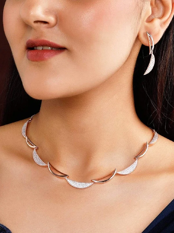 Jewelry Flash Sale – Stylish Designs At Unbeatable Rates Rubans Rose Gold Plated Zirconia Stone Studded Handcrafted Necklace Set. Jewelry Flash Sale – Stylish Designs At Unbeatable Rates Rubans Rose Gold Plated Zirconia Stone Studded Handcrafted Necklace Set.