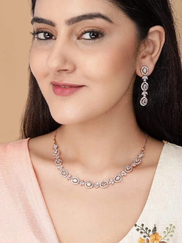 Huge Savings On Timeless Jewelry Collections Rubans Simple Gold Toned CZ Necklace Set with Long Earrings Huge Savings On Timeless Jewelry Collections Rubans Simple Gold Toned CZ Necklace Set with Long Earrings