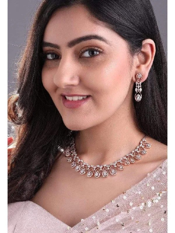 Sparkle In Style With Our Best Jewelry Deals Rubans Zircon Studded Handcrafted Rose Gold Plated Statement Necklace Set Sparkle In Style With Our Best Jewelry Deals Rubans Zircon Studded Handcrafted Rose Gold Plated Statement Necklace Set