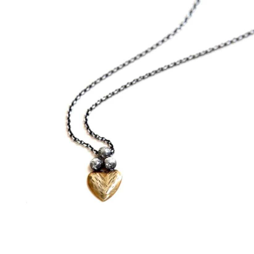 Shop Handcrafted Jewelry At Special Promotional Rates Sacred Heart Necklace - Oxidized Brass + Sterling Silver Shop Handcrafted Jewelry At Special Promotional Rates Sacred Heart Necklace - Oxidized Brass + Sterling Silver