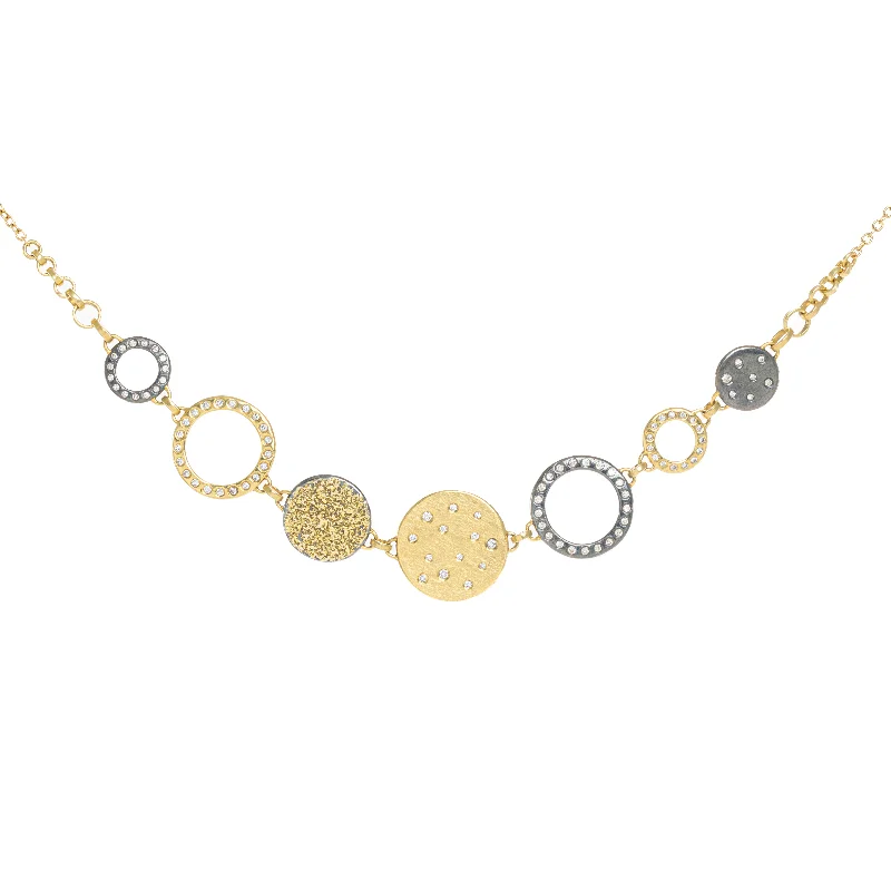 Grab Stylish Jewelry Before The Sale Ends Scattered Diamond Statement Necklace - 22k/18k Gold, Oxidized Silver + VS Diamonds Grab Stylish Jewelry Before The Sale Ends Scattered Diamond Statement Necklace - 22k/18k Gold, Oxidized Silver + VS Diamonds