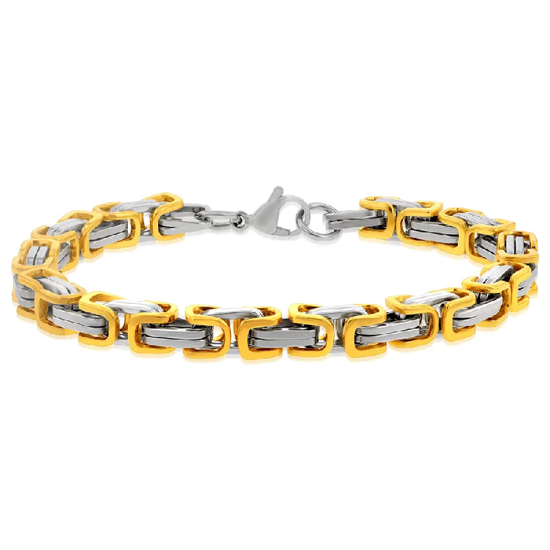 Best-Selling Jewelry Styles Now At Exclusive Discounts Stainless Steel And Gold Plated Fancy Links 21cm Bracelet