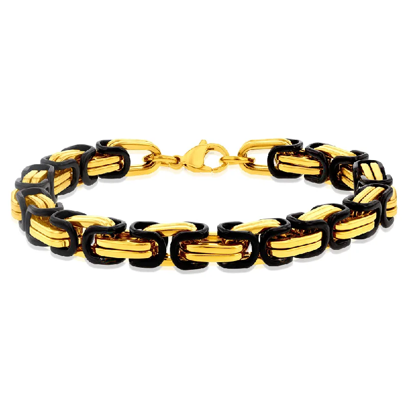 Shop Elegant Jewelry At Unbeatable Prices Stainless Steel And Yellow Gold Plated Fancy Links 23.5cm Bracelet