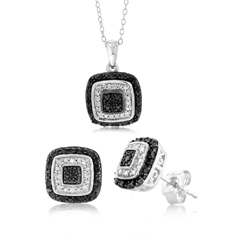 Best Jewelry Sale – Shop Exclusive Designs Now Sterling Silver 0.45 Carat Black Diamond Earring & Pendant Set on 45cm Chain