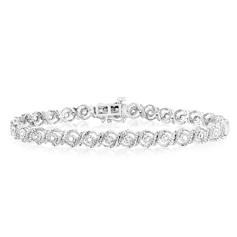 Waterproof Stainless Steel Jewelry For Lasting Beauty Sterling Silver 0.45 Carat Diamond 18cm Bracelet