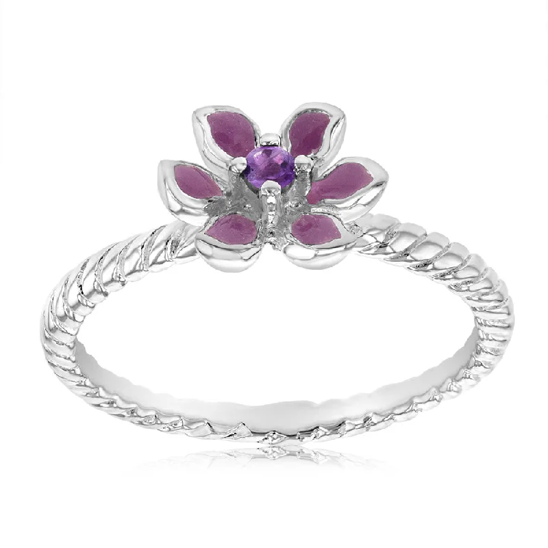 Get Ready To Sparkle – Special Jewelry Discounts Sterling Silver Amethyst Flower Ring