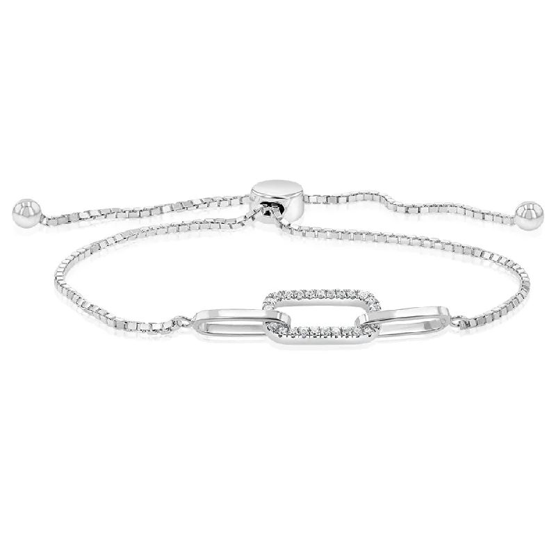 Exclusive Jewelry Sale – Limited-Time Discounts Sterling Silver Cubic Zirconia Link 19cm Adjustable Bracelet