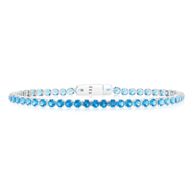 Save On Luxury Jewelry Pieces – Limited-Time Offers Sterling Silver Ink Blue Zirconia 19cm Tennis Bracelet