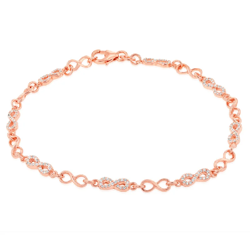 Personalized Jewelry Sale – Unique Pieces At Great Prices Sterling Silver Rose Gold Plated Cubic Zirconia Infinity 19.5cm Bracelet