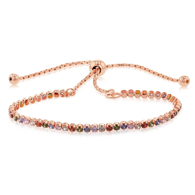 Personalized Jewelry Sale – Meaningful Gifts At Great Prices Sterling Silver Rose Gold Plated Multicolour Cubic Zirconia Adjustable Tennis Bracelet