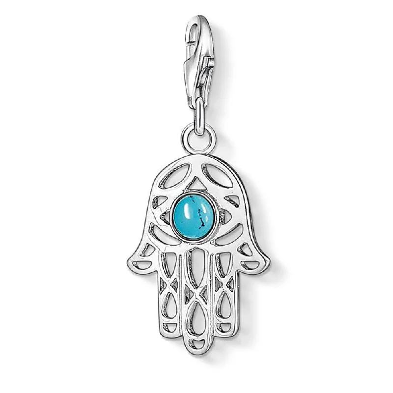 Dainty Floral Jewelry For Feminine Elegance Sterling Silver Thomas Sabo Charm Club Hand of Fatima Turquoise