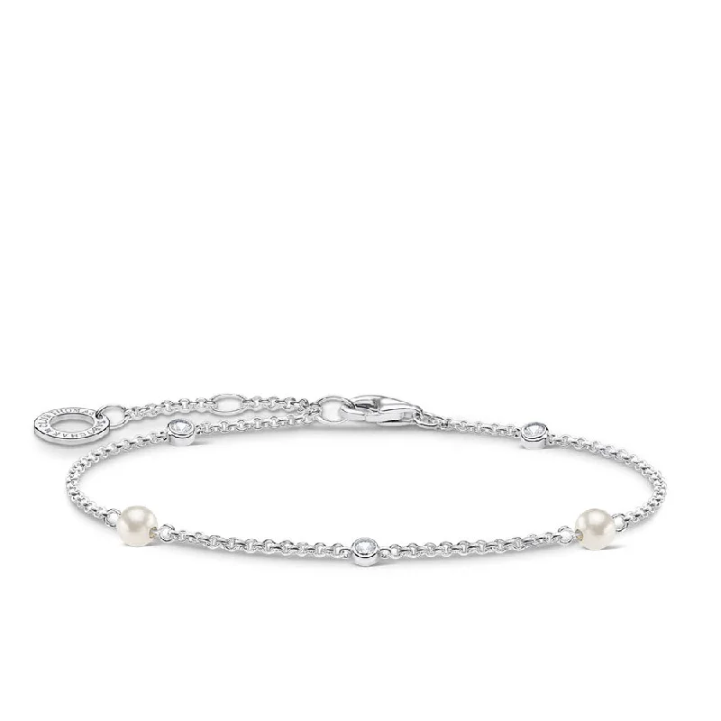 Grab Exquisite Jewelry At The Lowest Prices Sterling Silver Thomas Sabo Charm Club Pearl Bracelet 16-19cm