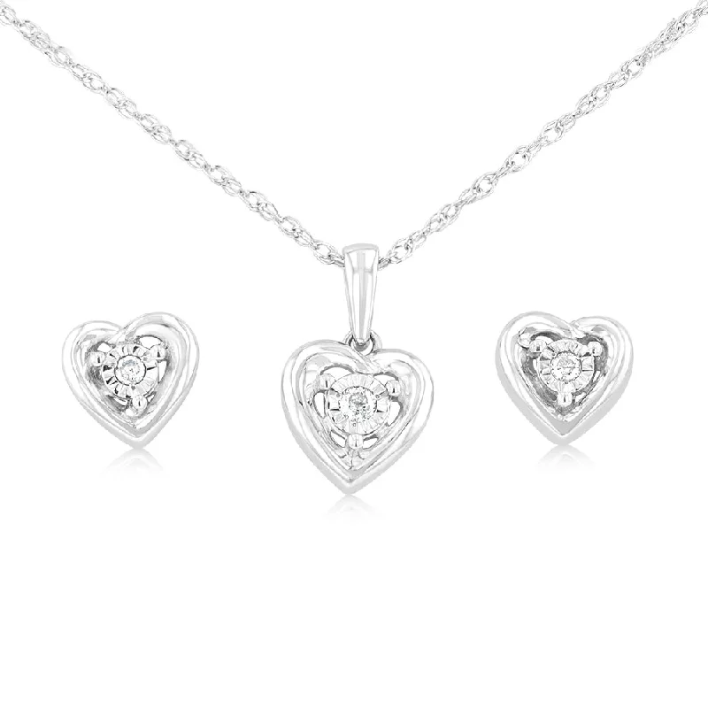 Jewelry Deals That Sparkle – Shop Today Sterling Siver  0.08 Carat Diamonds Heart Shaped Earring and Pendant Set on 45cm Chain