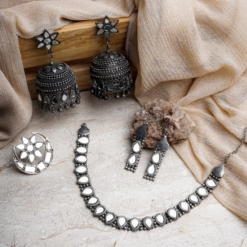 Unique Jewelry Designs Now At Discounted Rates Teejh Crista Silver Oxidised Jewelry Gift Set