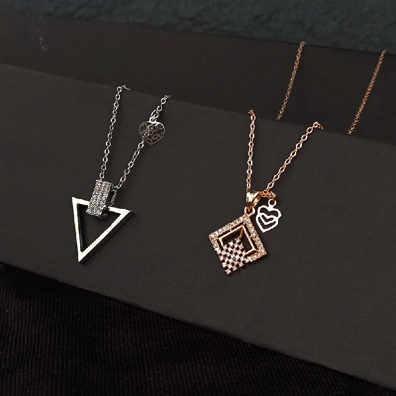 Limited Stock On Premium Jewelry At Low Prices The Z Collection AD Diamond Chain Pendants Combo