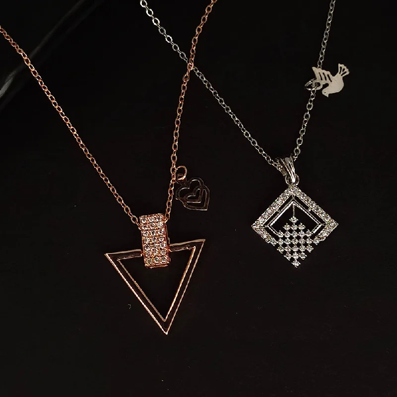 Eco-Friendly Sustainable Jewelry For Conscious Buyers The Z Collection AD Diamond Chain Pendants Combo