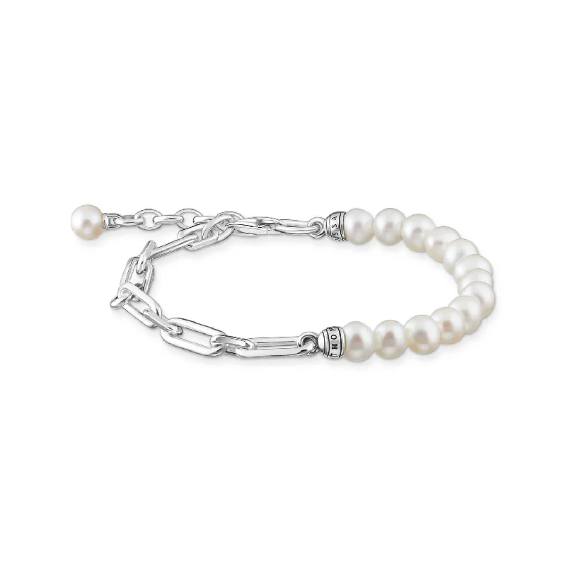 Stunning Jewelry At A Fraction Of The Price Thomas Sabo Heritage Sterling Silver Pearl on 16-19cm Bracelet