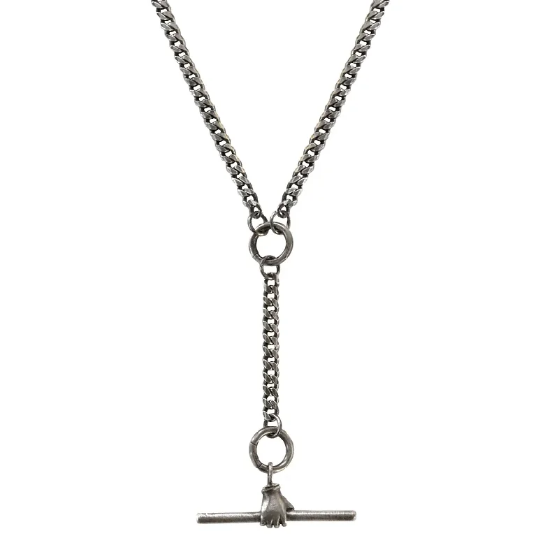Dainty Floral Jewelry For Feminine Elegance Toggle Double Charm Holder - Oxidized Silver Dainty Floral Jewelry For Feminine Elegance Toggle Double Charm Holder - Oxidized Silver