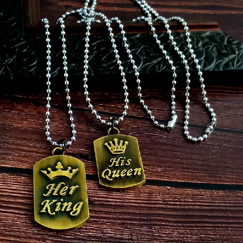 Flash Sale On Exquisite Jewelry – Don't Miss Out Urbana His Queen Her King Stylish Chain Pendant Combo-1004374